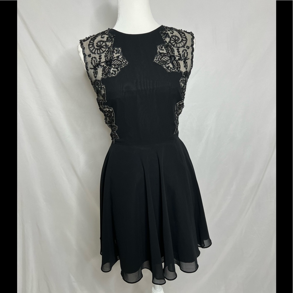 Ted Bake Russi black mesh sequins beaded dress size 2 equal to 6 in US